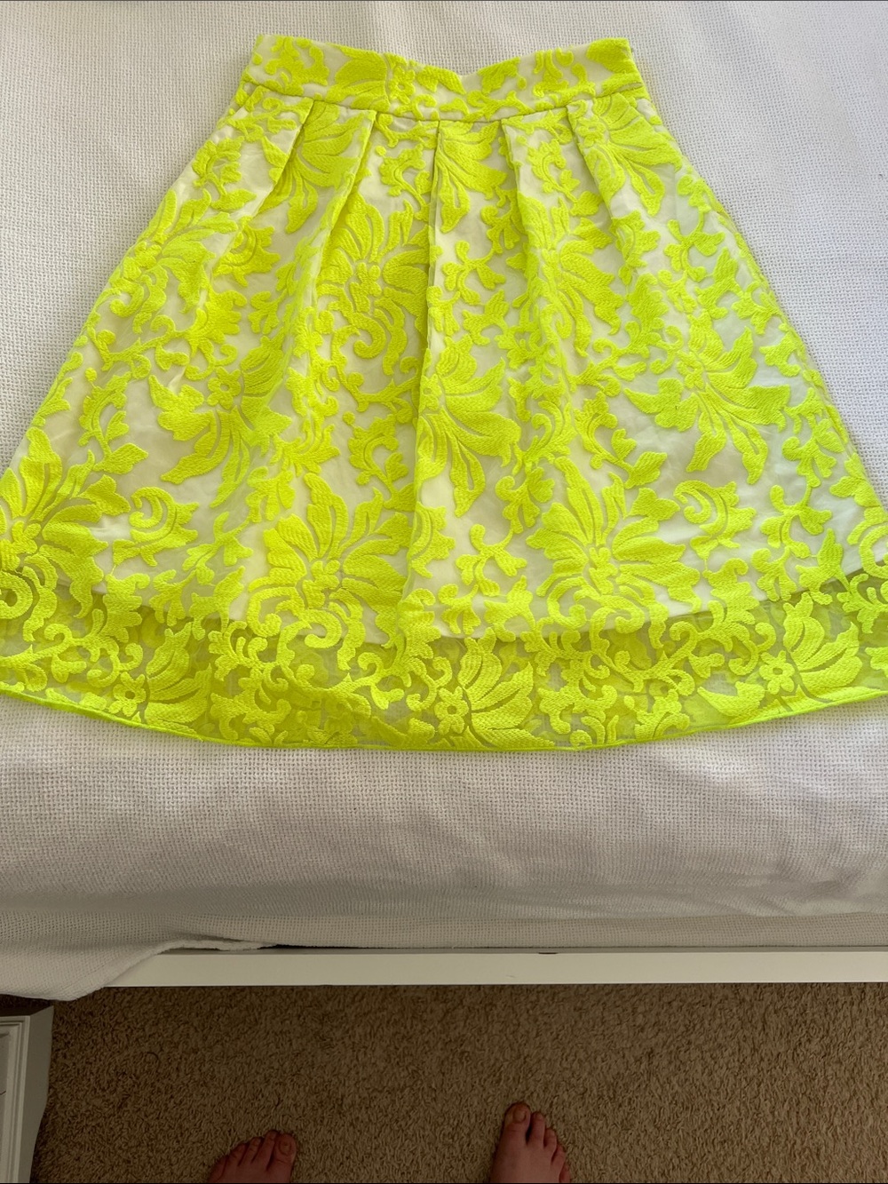 Line & Dot Neon Chartreuse Floral A-Line Skirt